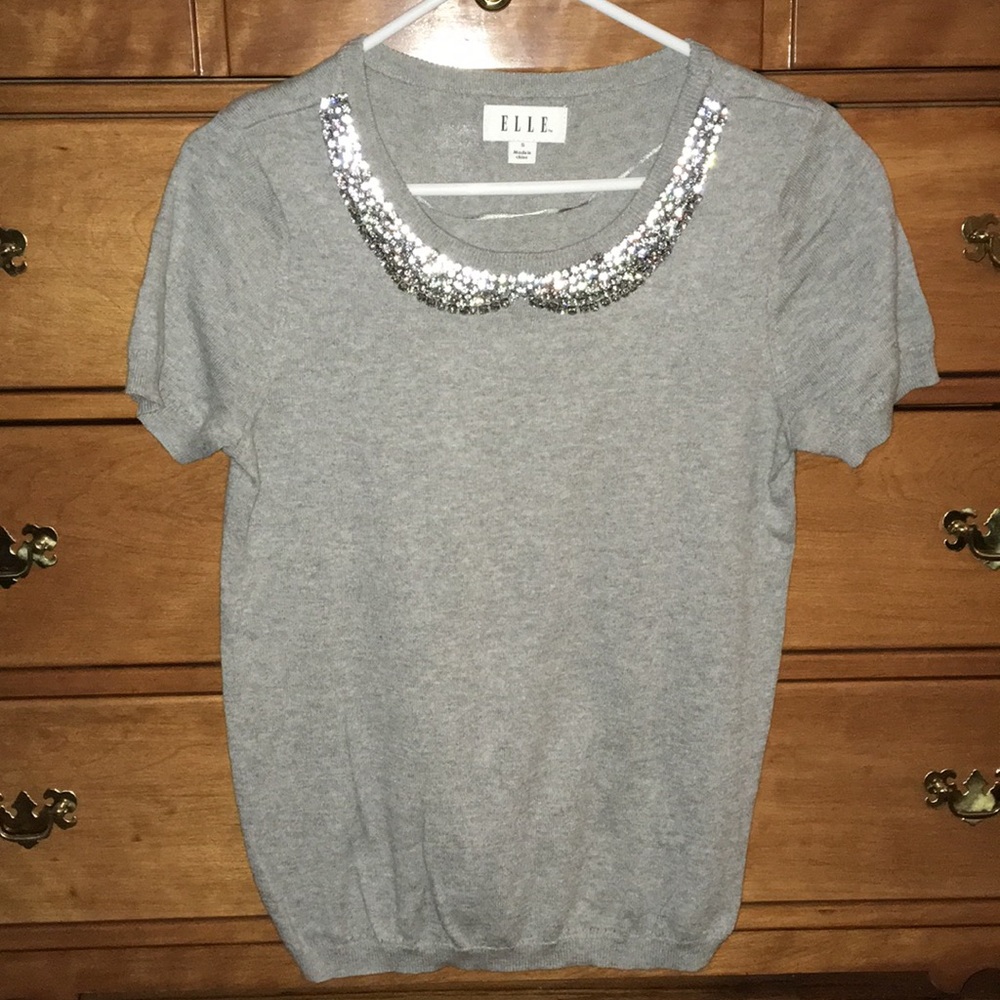 Rhinestone collared sweater